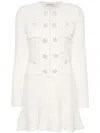 Self-portrait Embellished Waffle-knit Minidress In 中性色