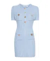 Self-portrait Jewel Button Knit Mini Dress In Blue