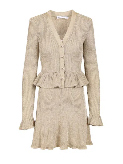 SELF-PORTRAIT KNITTED MINI DRESS DRESSES GOLD