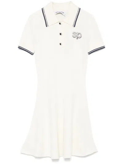 Self-portrait Knitted Mini Dress In White