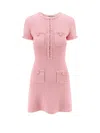 Self-portrait Womens Bead-embellished Short-sleeve Knit Mini Dress Pink