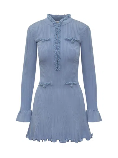 Self-portrait Knitted Mini Dress With Trim In Multi