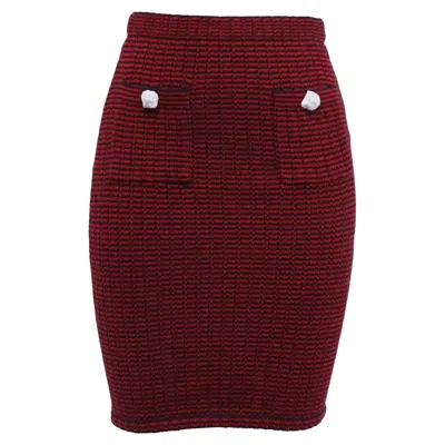 Self-portrait Knitted Mini Fitted Skirt In Red Cotton