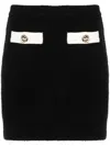 Self-portrait Ribbed Texture High-waisted Mini Length Skirt In Black