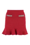 Self-portrait Textured Knit Mini Skirt In Red