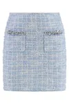 Self-portrait Self Portrait Women Light Blue Sequin Check Tweed Mini Skirt In Blue