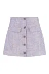 Self-portrait Knitted Mini Skirt In Blue