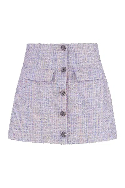 Self-portrait Knitted Mini Skirt In Purple