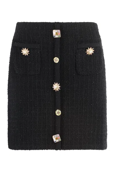 Self-portrait Embellished Knit Mini Skirt In Black