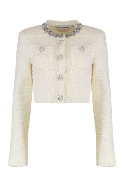 Self-portrait Knitted Mini Skirt In Neutral