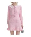 Self-portrait Lace-panelling Cropped Cardigan In Pink