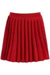 Self-portrait Pleated Knitted Mini Skirt In Red