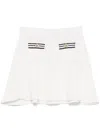Self-portrait Textured Knit Skirt With Pockets And Buttons In White