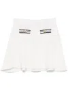 Self-portrait Textured Knit Skirt With Pockets And Buttons In White