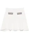 Self-portrait Textured Knit Skirt With Pockets And Buttons In White
