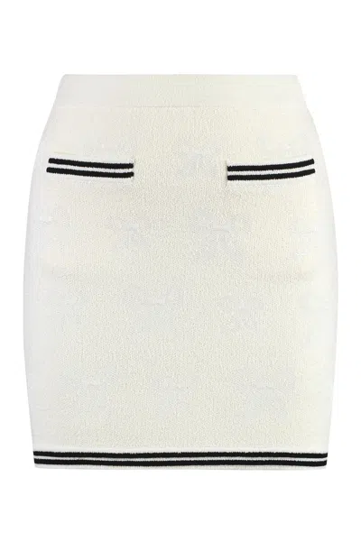 Self-portrait Knitted Mini Skirt In Grey