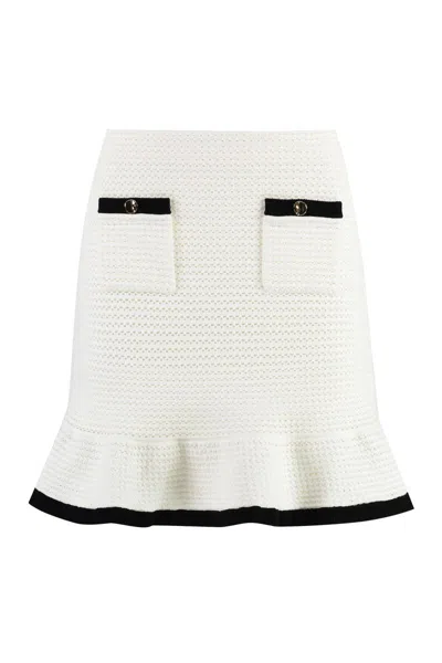 Self-portrait Knitted Mini Skirt In White