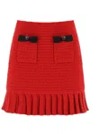 SELF-PORTRAIT KNITTED MINI SKIRT WITH DIAMANTÉ BUTTONS