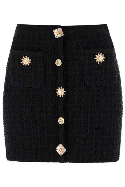 SELF-PORTRAIT "KNITTED MINI SKIRT WITH JEWEL BUTTONS