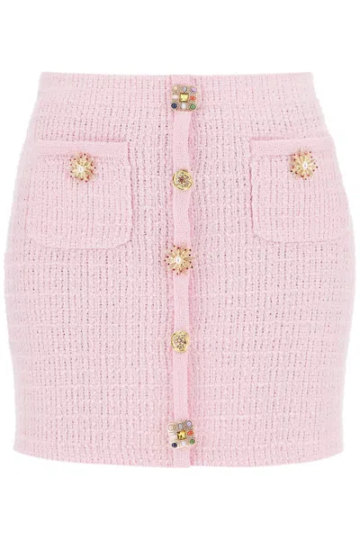 SELF-PORTRAIT 'KNITTED MINI SKIRT WITH JEWEL BUTTONS