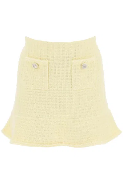 Self-portrait Self Portrait "knitted Mini Skirt With Jewel Buttons In Yellow