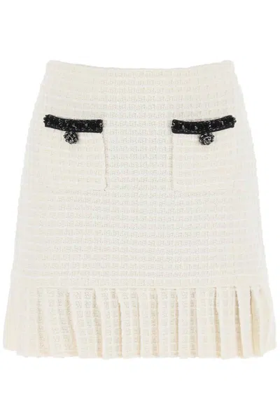 SELF-PORTRAIT KNITTED MINI SKIRT WITH SEQUINS
