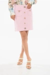 Self-portrait Knitted Miniskirt With Jewels Buttons In Pink