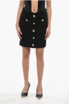 Self-portrait Knitted Miniskirt With Jewels Buttons In Black