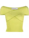 Self-portrait Knit Off Shoulder Top In Green
