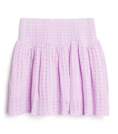 Self-portrait Kids' Knitted Ribbed Skirt In Purple