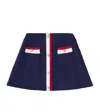 Self-portrait Pointelle-knit Embellished Skirt In Blue