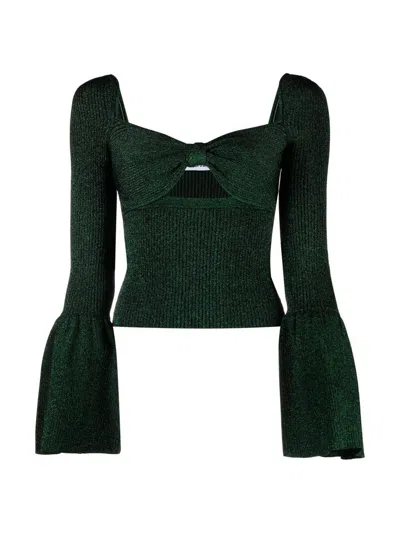 Self-portrait Knitted Top In Green