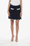 Self-portrait Navy Crochet Contrast Trim Mini Skirt Clothing In Black