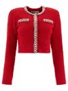Self-portrait Waffle Knit Crystal Embellished Cardigan
