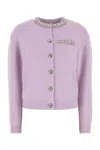 Self-portrait Lilac Crystal Trim Knit Cardigan