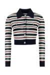 Self-portrait Navy Striped Viscose Knit Sweaters And Cardigans Multicolor In Multi