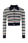 Self-portrait Navy Striped Viscose Knit Sweaters And Cardigans Multicolor In Multi