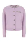 Self-portrait Lilac Crystal Trim Knit Cardigan