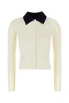 Self-portrait Self Portrait Women Wool Cardigan With Contrasting Collar In White