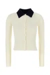 Self-portrait Self Portrait Women Wool Cardigan With Contrasting Collar In White