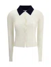 Self-portrait Self Portrait Women Wool Cardigan With Contrasting Collar In White
