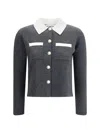 Self-portrait Self Portrait Women Wool Blend Cardigan With Contrasting Collar In Gray