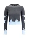 Self-portrait Contrast Lace Knit Sweater Knitwear Grey In Multi