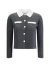 Self-portrait Self Portrait Women Wool Blend Cardigan With Contrasting Collar In Gray