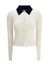 Self-portrait Self Portrait Women Wool Cardigan With Contrasting Collar In White