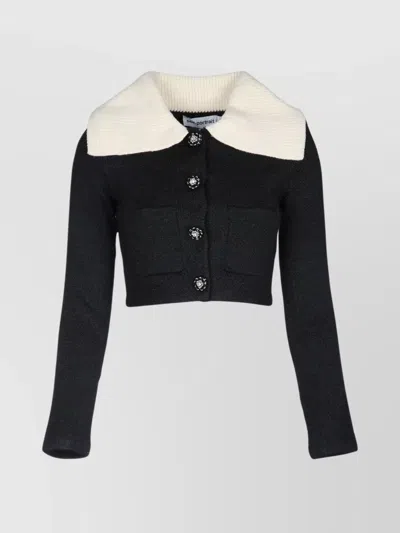 Self-portrait Knitwear Collar Cropped Pockets Sleeves