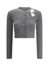 Self-portrait Grey Crochet Flower Cardigan Clothing In Gray