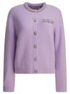 Self-portrait Lilac Crystal-trim Cardigan With Round Neckline In Purple