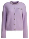 Self-portrait Lilac Crystal-trim Cardigan With Round Neckline In Purple
