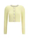 Self-portrait Cardigan In Alpaca Giallo In Yellow